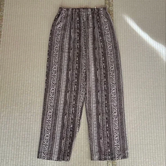 Women's Black and White Striped Pants - Picture 1 of 2